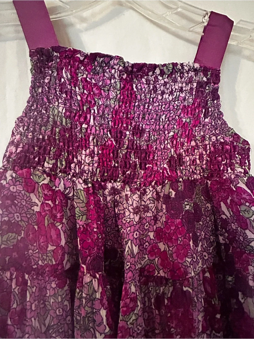 GIRLS 2T PURPLE MULTI-TIERED SLEEVELESS SHIRRED BACK SUNDRESS